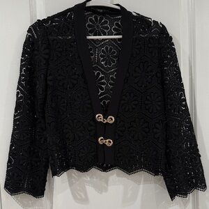 Generation Love Black Lace Top with Gold Accents